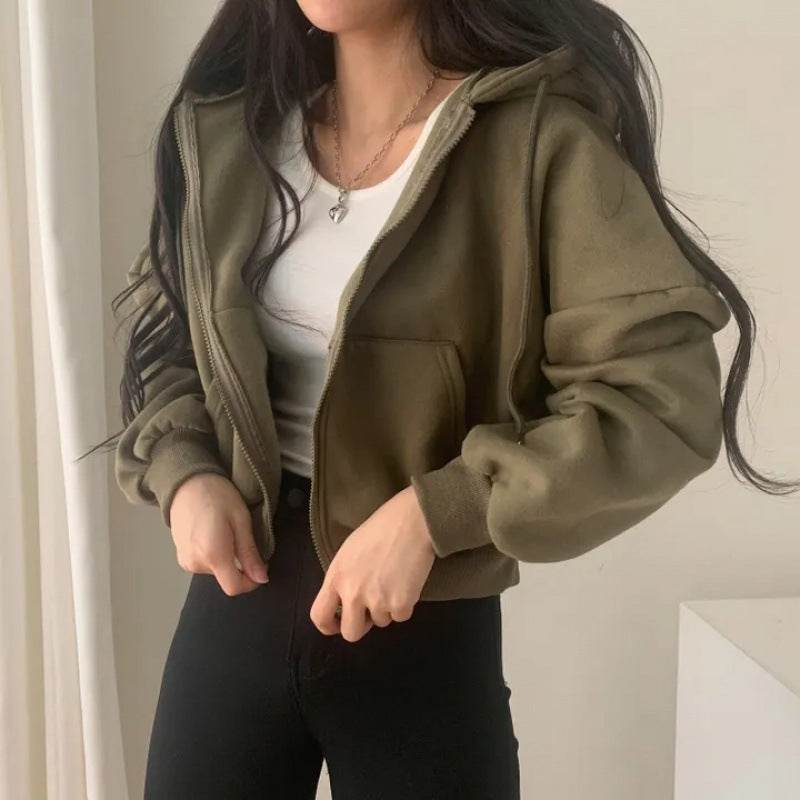 Hooded Cardigan Velvet Padded Thickened Sweater Women - MYLUXURY LANE ENTERPRISE