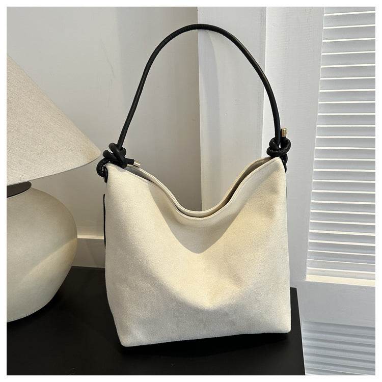 Large Capacity Frosted Suede Fashion Casual Shoulder Underarm Tote Handbag - MYLUXURY LANE ENTERPRISE