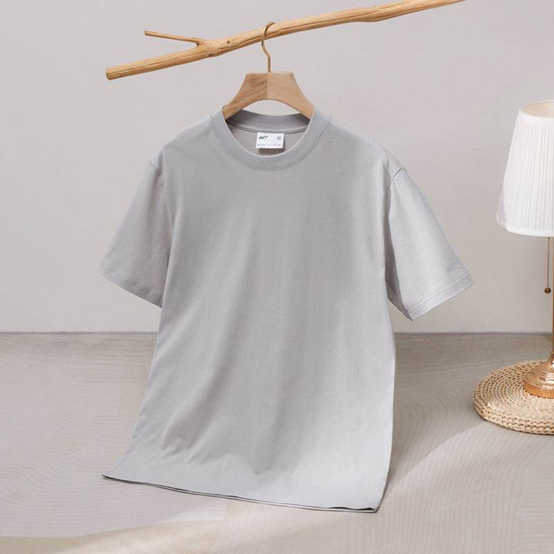 240 Cotton Short Sleeve Double Yarn Heavy T Men And Women Loose Round Neck - MYLUXURY LANE ENTERPRISE