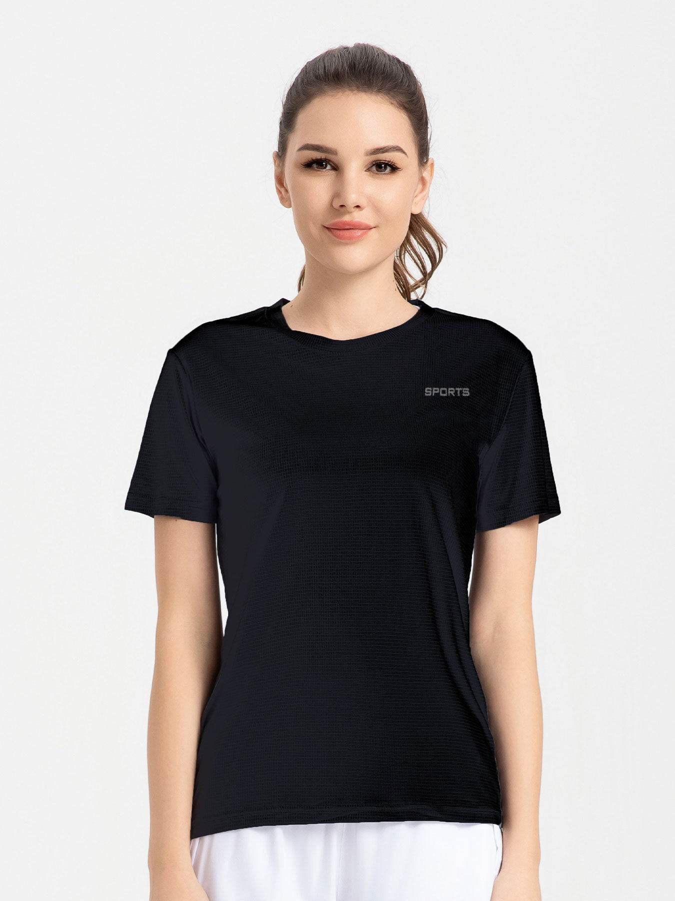 Women's Sports Short Sleeve Quick-drying Breathable Cooldry Gym Running Training Printed Top Round Neck T-shirt - MYLUXURY LANE ENTERPRISE