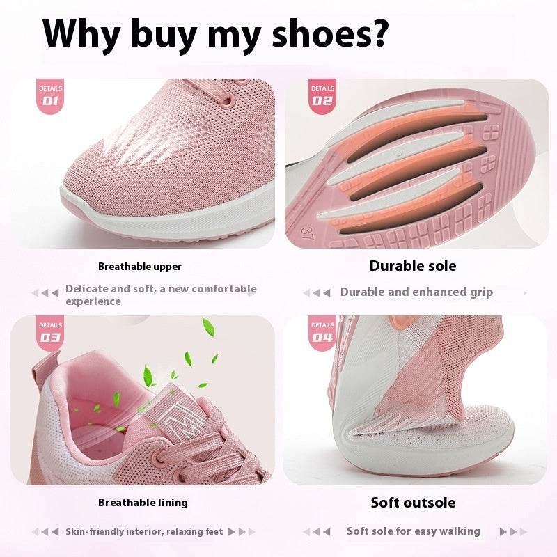 Women's Breathable Flying Woven Lace-up Fashionable Sports Shoes - MYLUXURY LANE ENTERPRISE