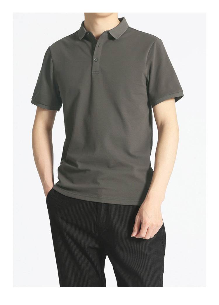 Solid Color Men's Business Short Sleeve Lapel T-shirt - MYLUXURY LANE ENTERPRISE