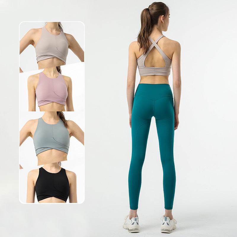 Alo Bach Yoga Cross Beautiful Back Yoga Fitness Vest Female Sense Running Shockproof Sports Bra Underwear - MYLUXURY LANE ENTERPRISE