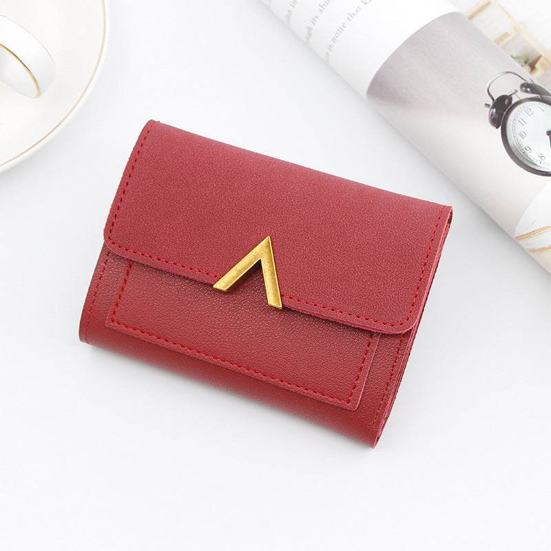 Simple Bronze Gold V-shaped Ladies Short Wallet - MYLUXURY LANE ENTERPRISE