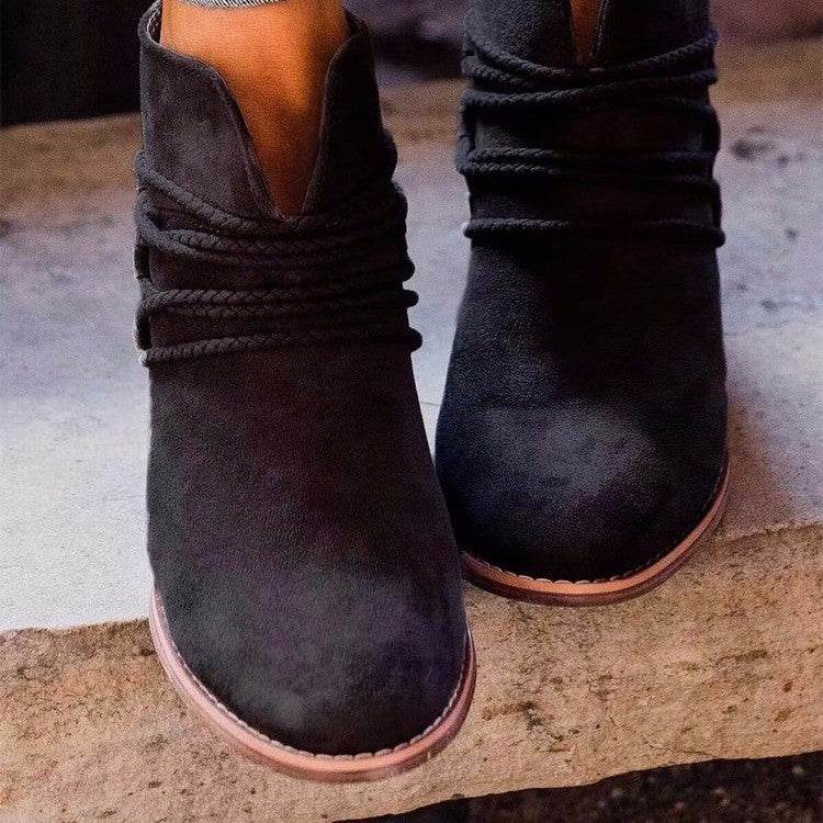 Mid Heel Boots Women's Chunky Heel Martin Boots - MYLUXURY LANE ENTERPRISE