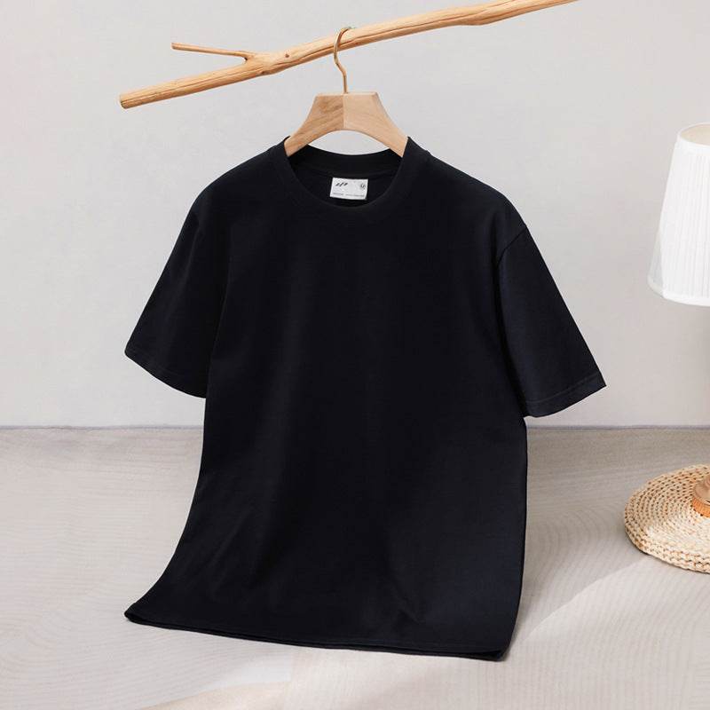 240 Cotton Short Sleeve Double Yarn Heavy T Men And Women Loose Round Neck - MYLUXURY LANE ENTERPRISE