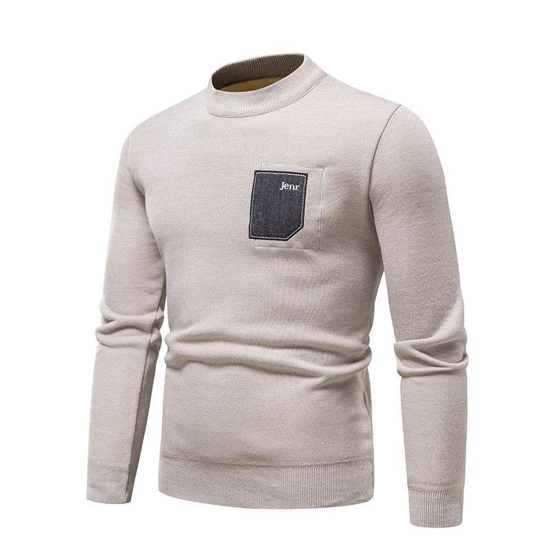 Men's Pasted Letter Embroidered Sweater Half High Neck - MYLUXURY LANE ENTERPRISE