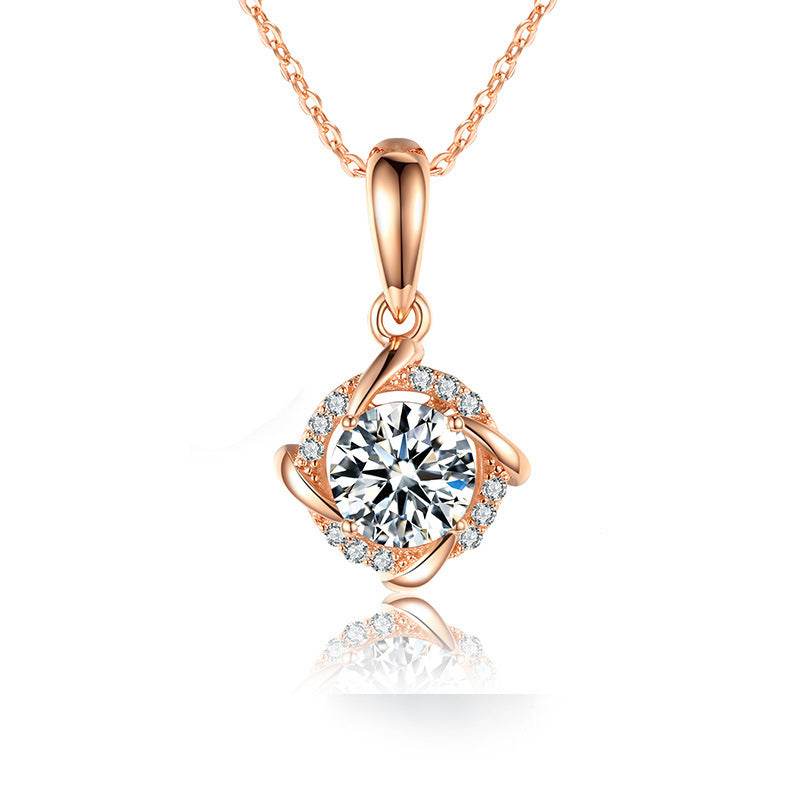 925 Silver Necklace Moissan Diamond Windmill Pendant With Chain - MYLUXURY LANE ENTERPRISE