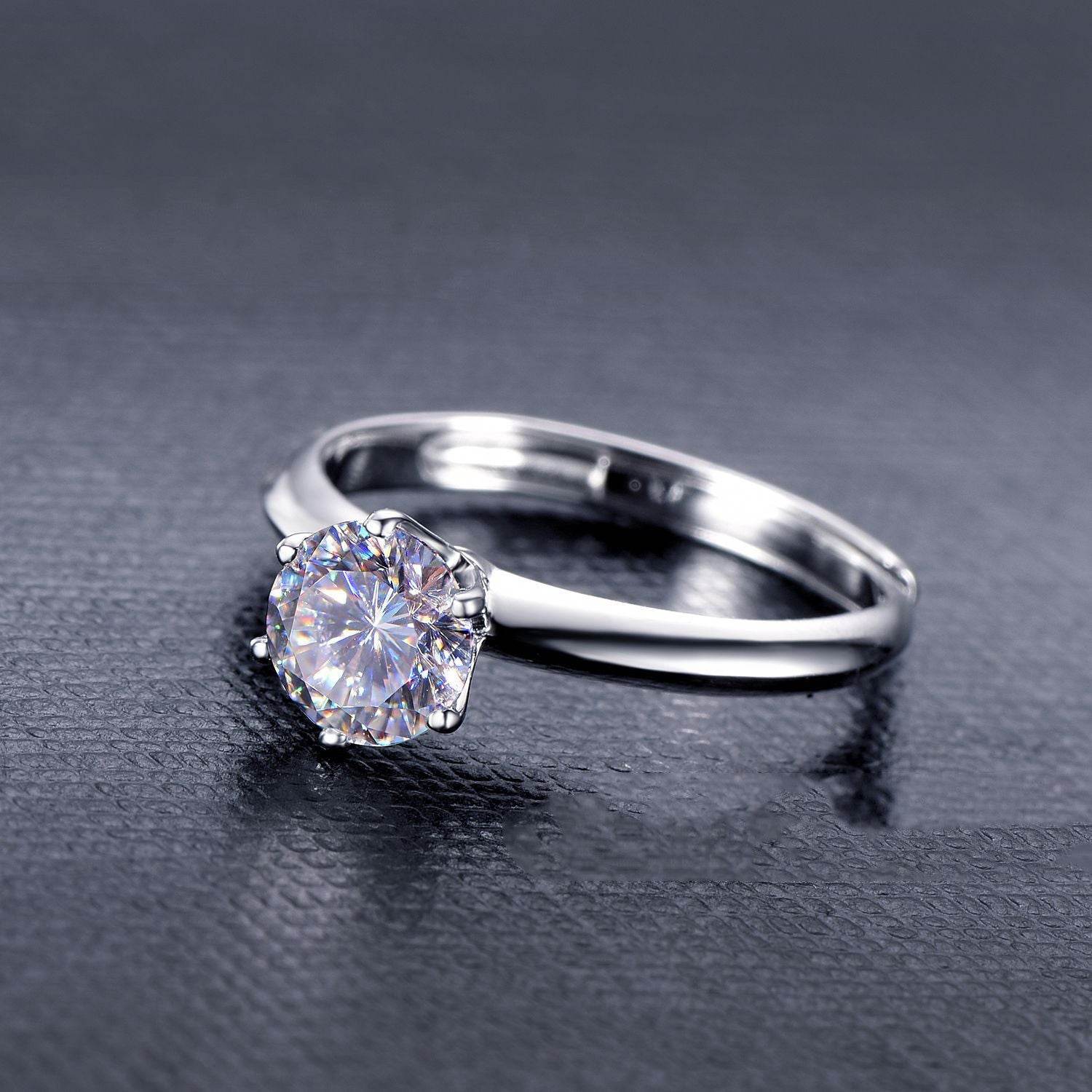 Diamond Silver Ring D Color 1 Carat Half Country S925 Silver Ring Setting - MYLUXURY LANE ENTERPRISE