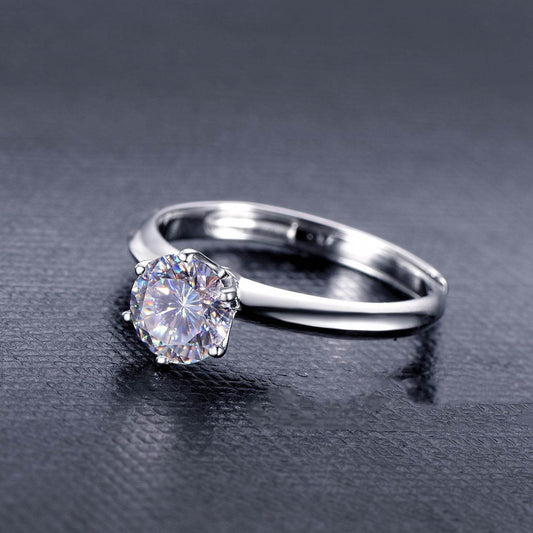 Diamond Silver Ring D Color 1 Carat Half Country S925 Silver Ring Setting - MYLUXURY LANE ENTERPRISE