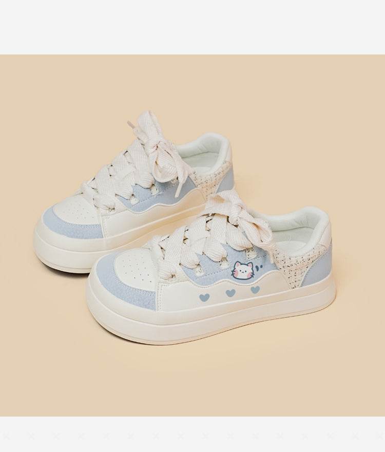 Cute Girls' Sneakers Lace-up Low-top White Shoes - MYLUXURY LANE ENTERPRISE