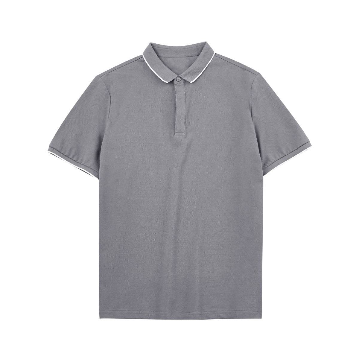 Simple Short-sleeved Polo Shirt Striped Contrast Color Lapels - MYLUXURY LANE ENTERPRISE