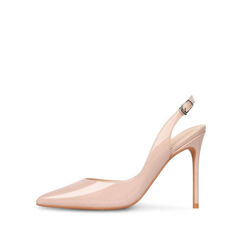 High Heel Sandals Women Black Patent Leather Pointed Toe Stiletto - MYLUXURY LANE ENTERPRISE