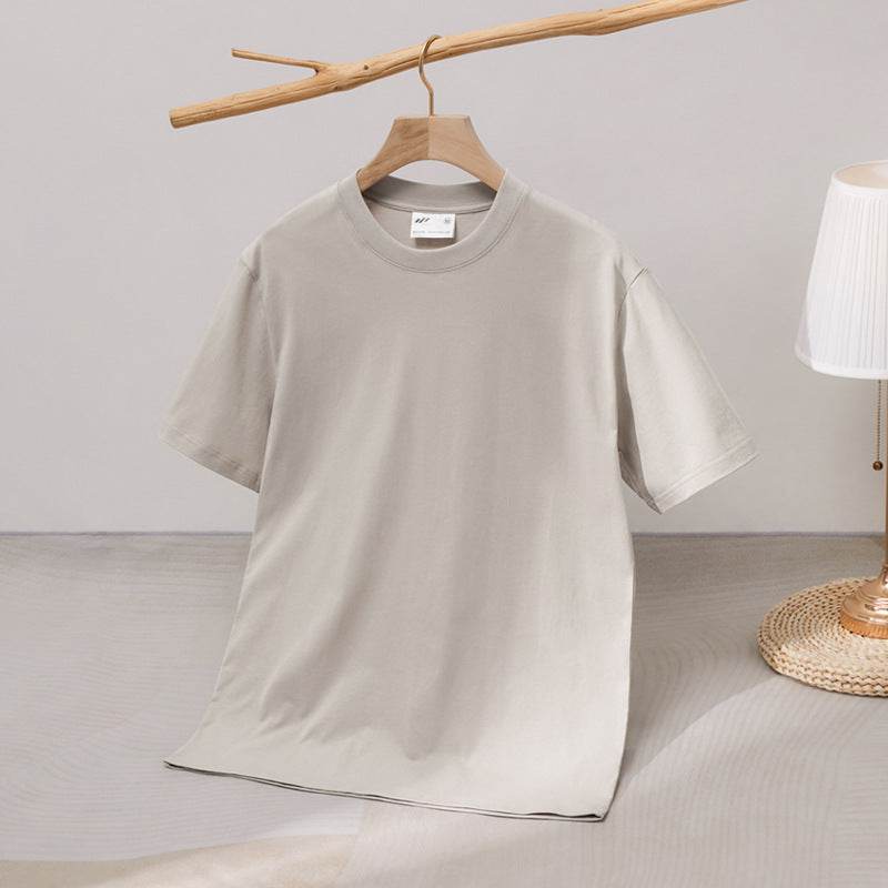 240 Cotton Short Sleeve Double Yarn Heavy T Men And Women Loose Round Neck - MYLUXURY LANE ENTERPRISE