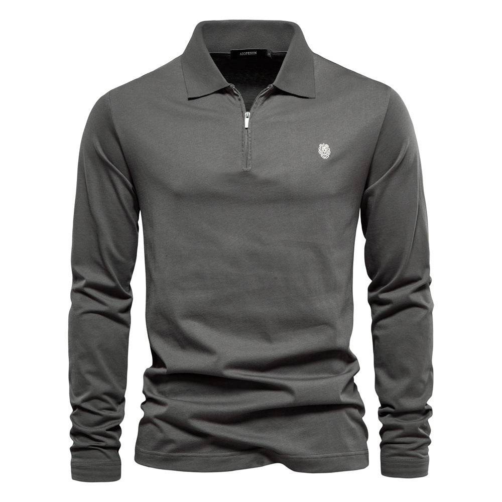 Men's Fashion Casual Solid Color Zipper And Lapel Cotton Top - MYLUXURY LANE ENTERPRISE