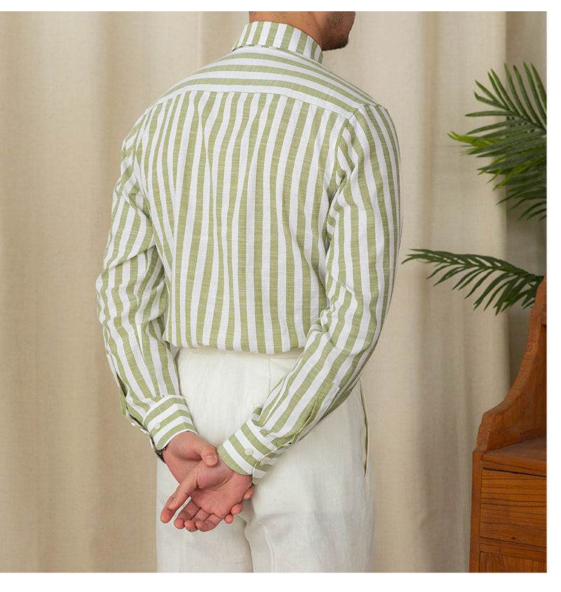 Men's Cotton Striped Business Casual Shirt - MYLUXURY LANE ENTERPRISE