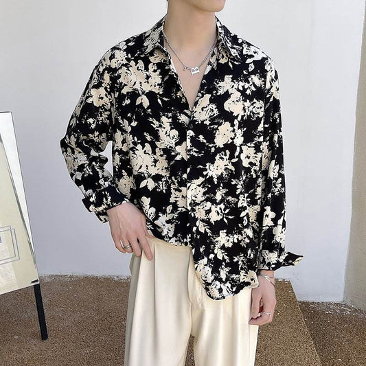 Comfort Ice Silk Trendy Holiday Floral Shirt Men's - MYLUXURY LANE ENTERPRISE