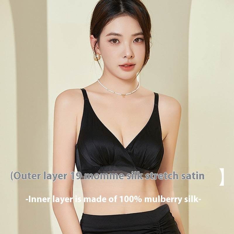 Double-sided Gathering Bra Frameless Bright Silk Underwear - MYLUXURY LANE ENTERPRISE