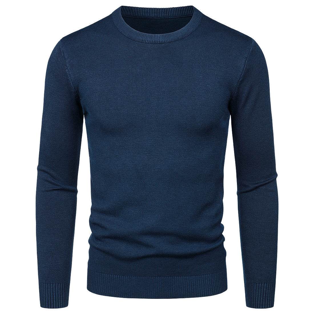 Men's Round Neck Sweater Solid Color Simple Free Size Long Sleeve Sweater - MYLUXURY LANE ENTERPRISE