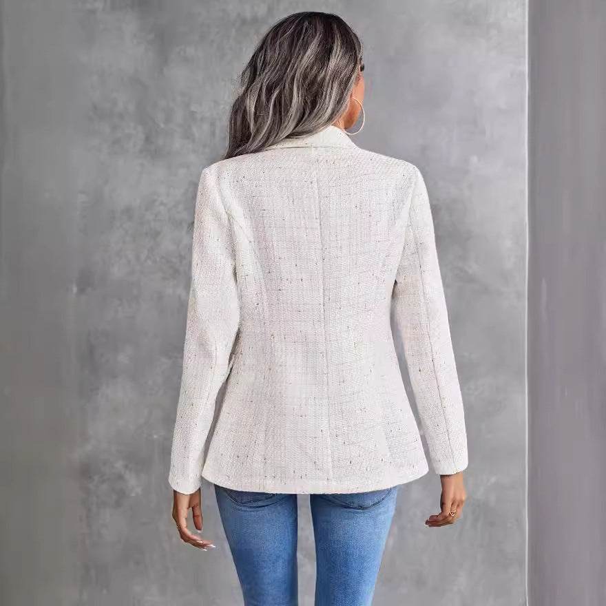 Women's Clothes Hot-selling Lapel Double Breasted Tweed Suit Jacket - MYLUXURY LANE ENTERPRISE