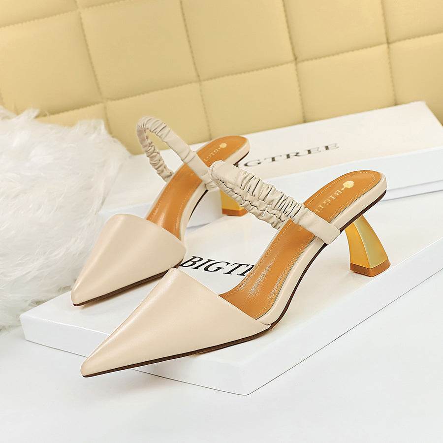 Shallow Mouth Pointed Toe Hollow One Word Belt Summer Sandals And Slippers - MYLUXURY LANE ENTERPRISE