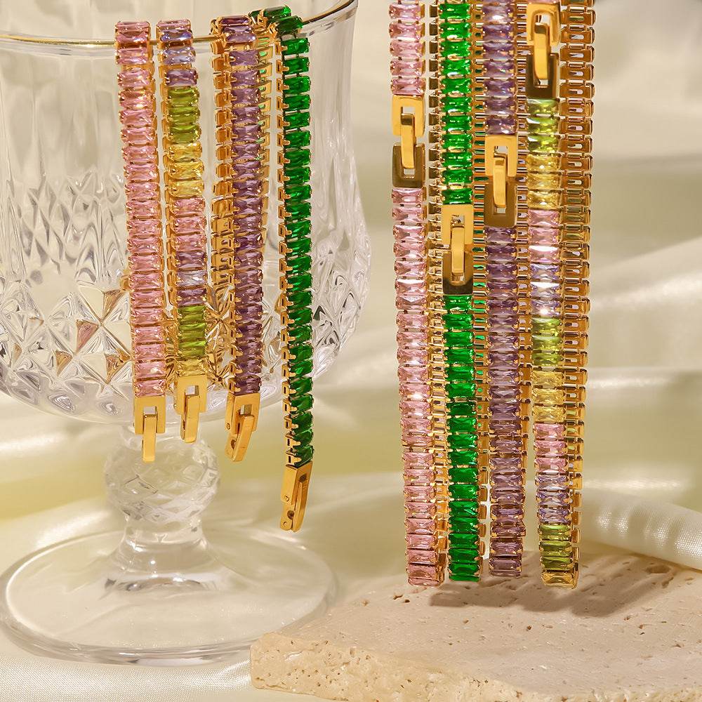 French Retro Square Cubic Zircon Bracelet Necklace For Women - MYLUXURY LANE ENTERPRISE