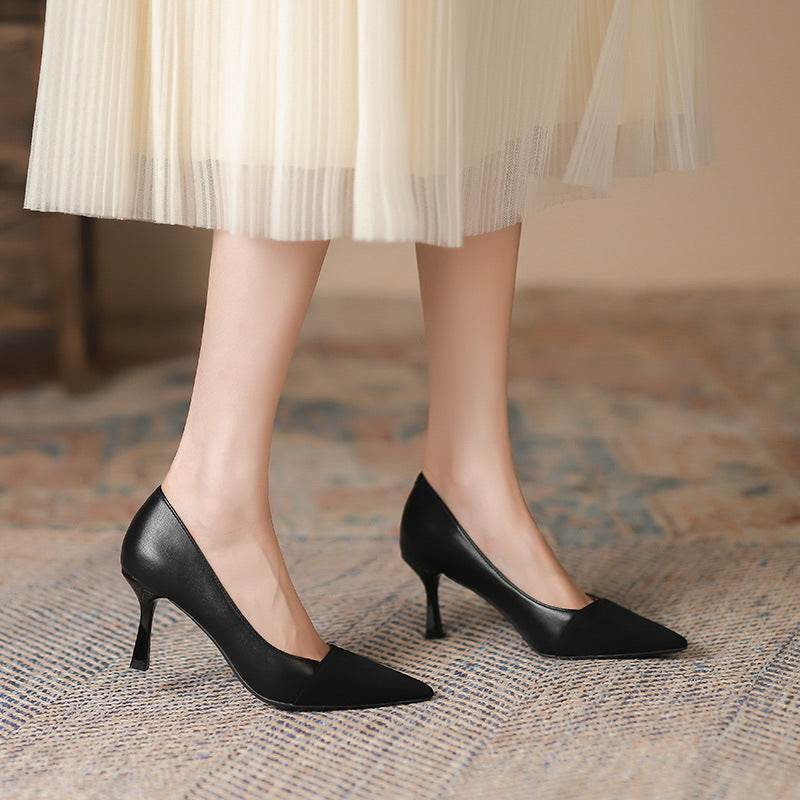 Color-blocking Stiletto Heel Pumps Female Commuter Shallow Mouth Pointed - MYLUXURY LANE ENTERPRISE