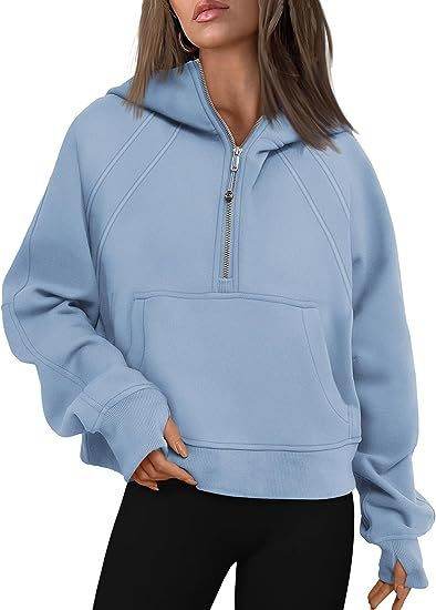 Zipper Hoodies Sweatshirts With Pocket Loose Sport Tops Long Sleeve Pullover Sweaters Winter Fall Outfits Women Clothing - MYLUXURY LANE ENTERPRISE