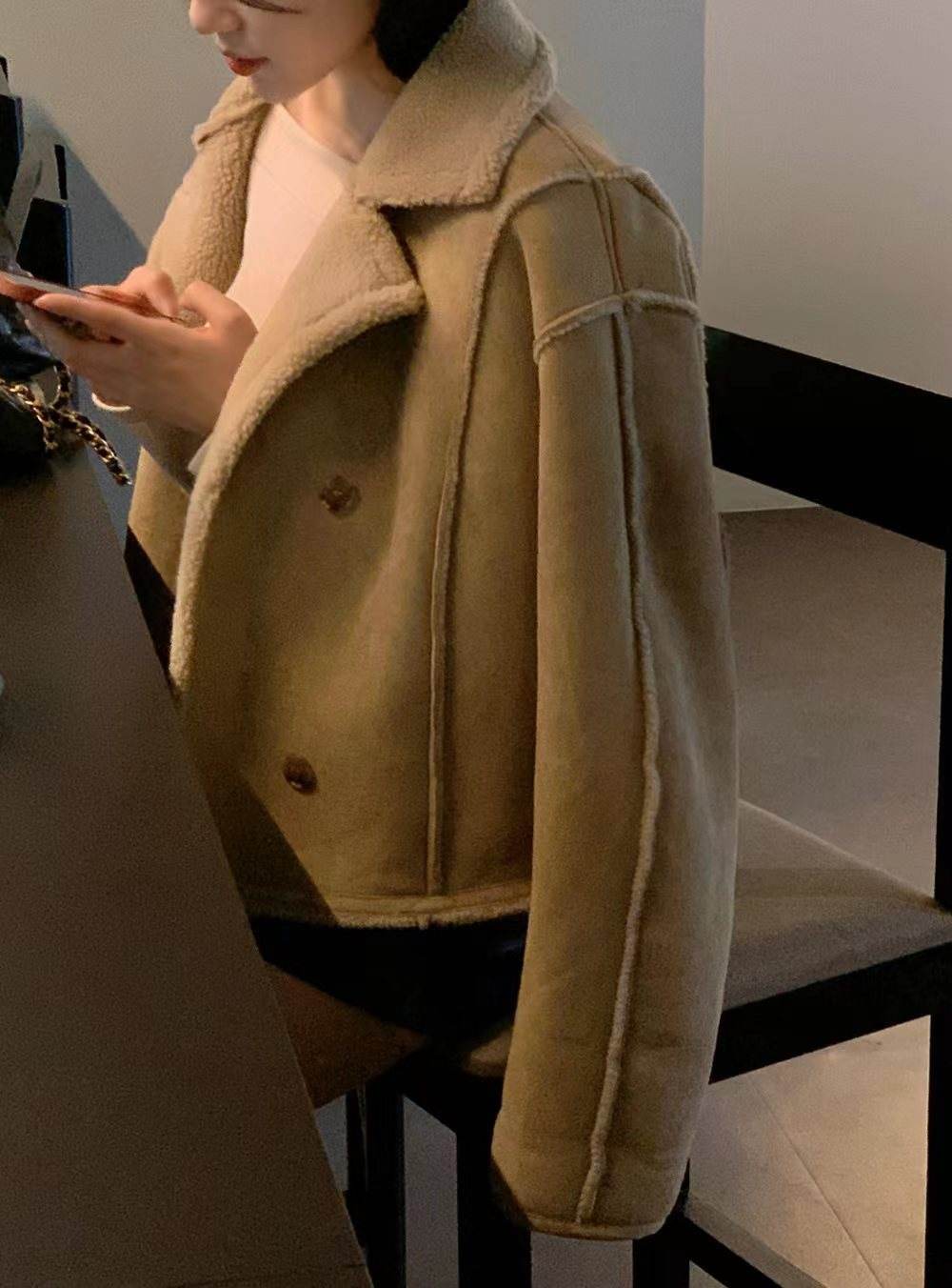 Double Breasted Pure Color Thickened Coat - MYLUXURY LANE ENTERPRISE