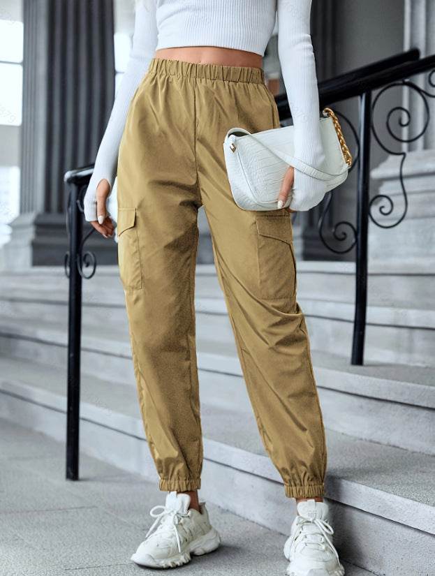 New Cargo Pants Fashion Casual Multi-pocket Elastic Waist Pencil Pants For Women - MYLUXURY LANE ENTERPRISE