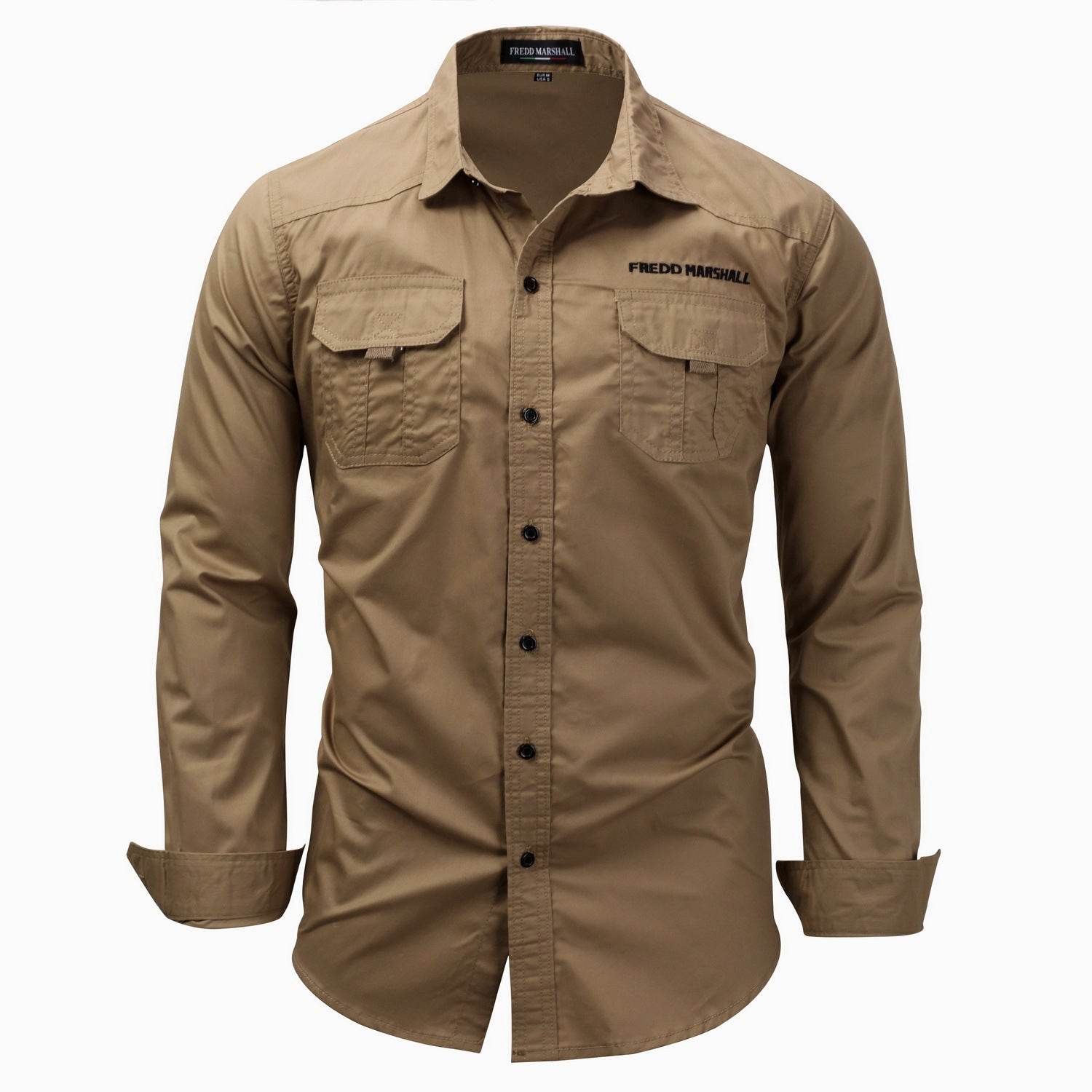 Men's Long Sleeve Lapel Casual Pocket Military Shirt - MYLUXURY LANE ENTERPRISE
