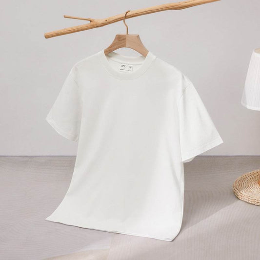 240 Cotton Short Sleeve Double Yarn Heavy T Men And Women Loose Round Neck - MYLUXURY LANE ENTERPRISE
