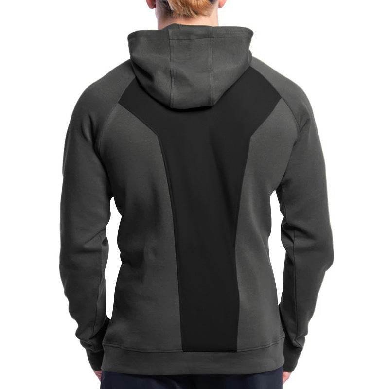 Cross-border Ebay New Long Sleeve Sweater Leisure Pullover Hooded Half Zipper Block Brushed Hoody Men - MYLUXURY LANE ENTERPRISE