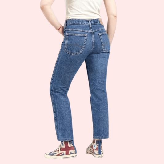 Women's 90s Blue Denim Straight Leg Jeans - MYLUXURY LANE ENTERPRISE