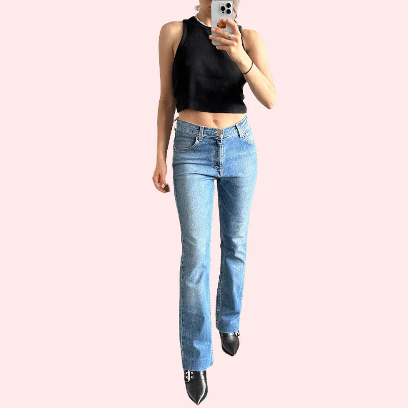 Women's Light Blue High Waist Denim Jeans - MYLUXURY LANE ENTERPRISE
