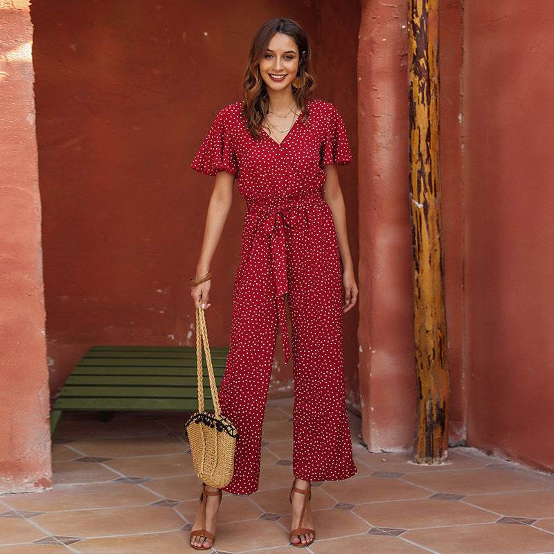 High-waist Lace-up Polka-dot Print Fashion Trousers - MYLUXURY LANE ENTERPRISE