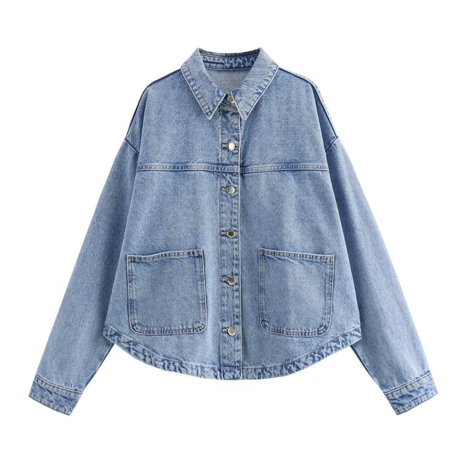 Women's Street Fashion Denim Shirt Jacket - MYLUXURY LANE ENTERPRISE