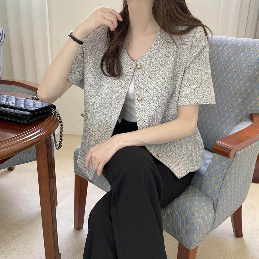 Women's Summer Gray Short Sleeve Coat Top - MYLUXURY LANE ENTERPRISE