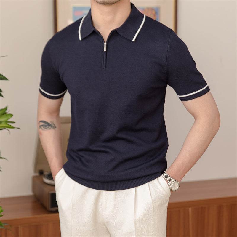 Versatile Slim Knitted POLO Shirt Retro Men - MYLUXURY LANE ENTERPRISE