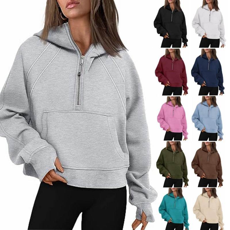 Zipper Hoodies Sweatshirts With Pocket Loose Sport Tops Long Sleeve Pullover Sweaters Winter Fall Outfits Women Clothing - MYLUXURY LANE ENTERPRISE