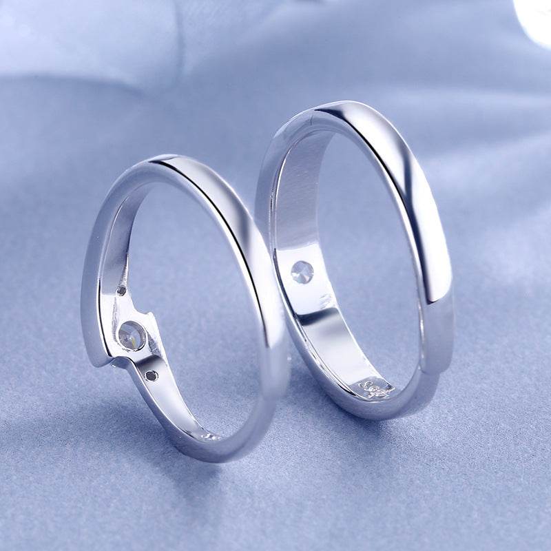 S925 Sterling Silver Micro Set Zircon Full Diamond Couple Ring Fashion And Simplicity - MYLUXURY LANE ENTERPRISE