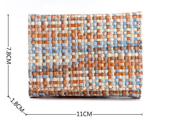 New Straw PU Folding Wallet Women's Mini Ultra-thin Fashion All-matching - MYLUXURY LANE ENTERPRISE
