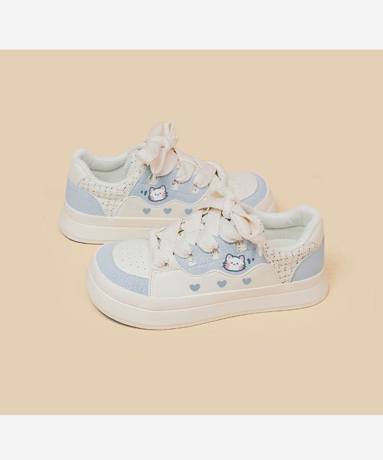 Cute Girls' Sneakers Lace-up Low-top White Shoes - MYLUXURY LANE ENTERPRISE