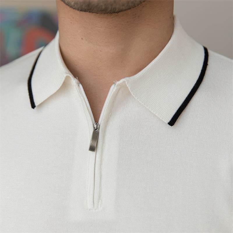 Versatile Slim Knitted POLO Shirt Retro Men - MYLUXURY LANE ENTERPRISE