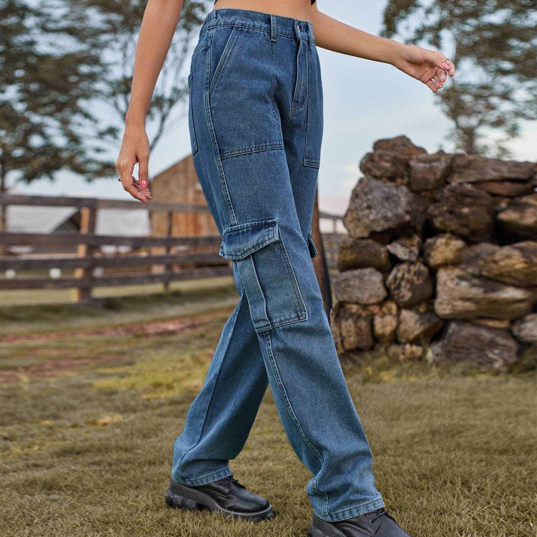 Retro Washed Half Elastic Design Jeans For Women - MYLUXURY LANE ENTERPRISE