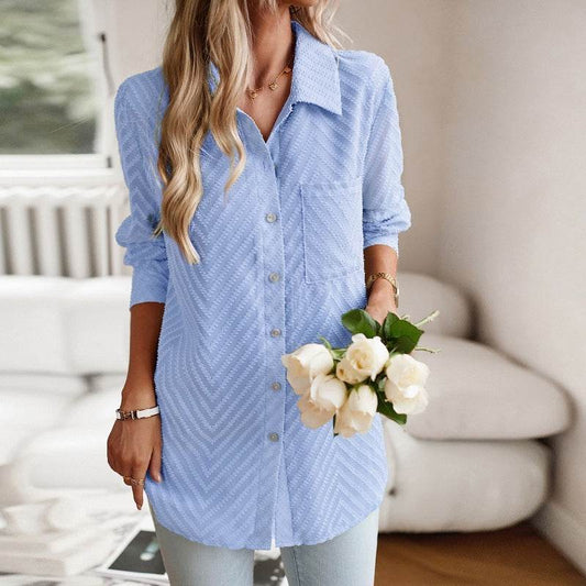 European And American Women's Clothing Jacquard Long-sleeved Shirt - MYLUXURY LANE ENTERPRISE