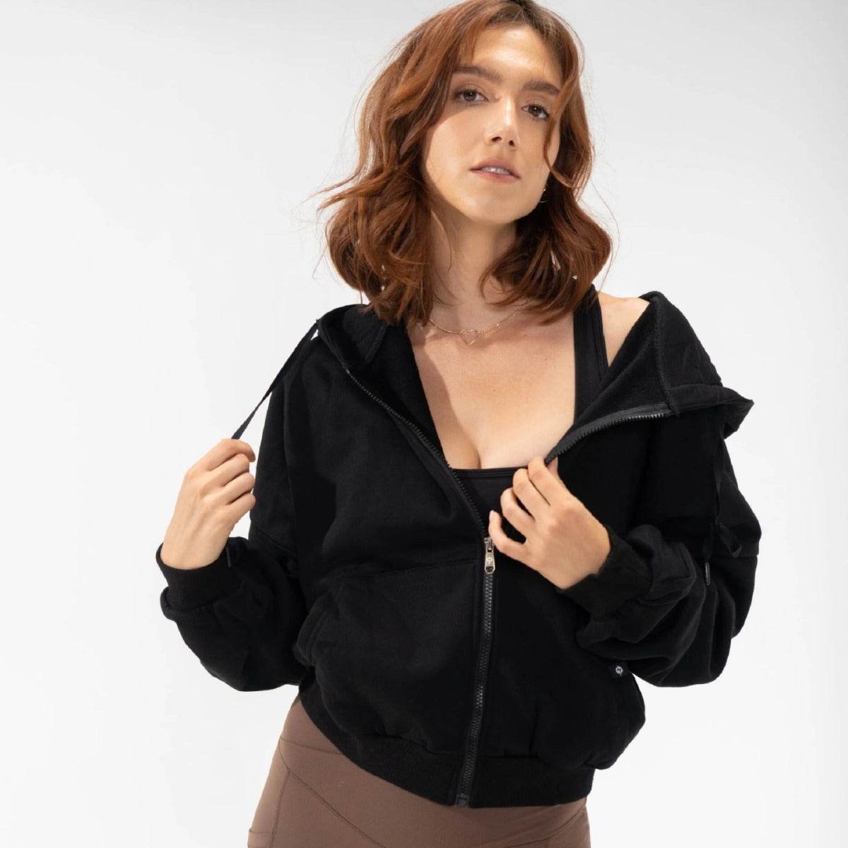 Zipper Hoodies Sports Jacket Fashion Loose Hooded Sweatshirt Casual Solid Women's Clothing - MYLUXURY LANE ENTERPRISE