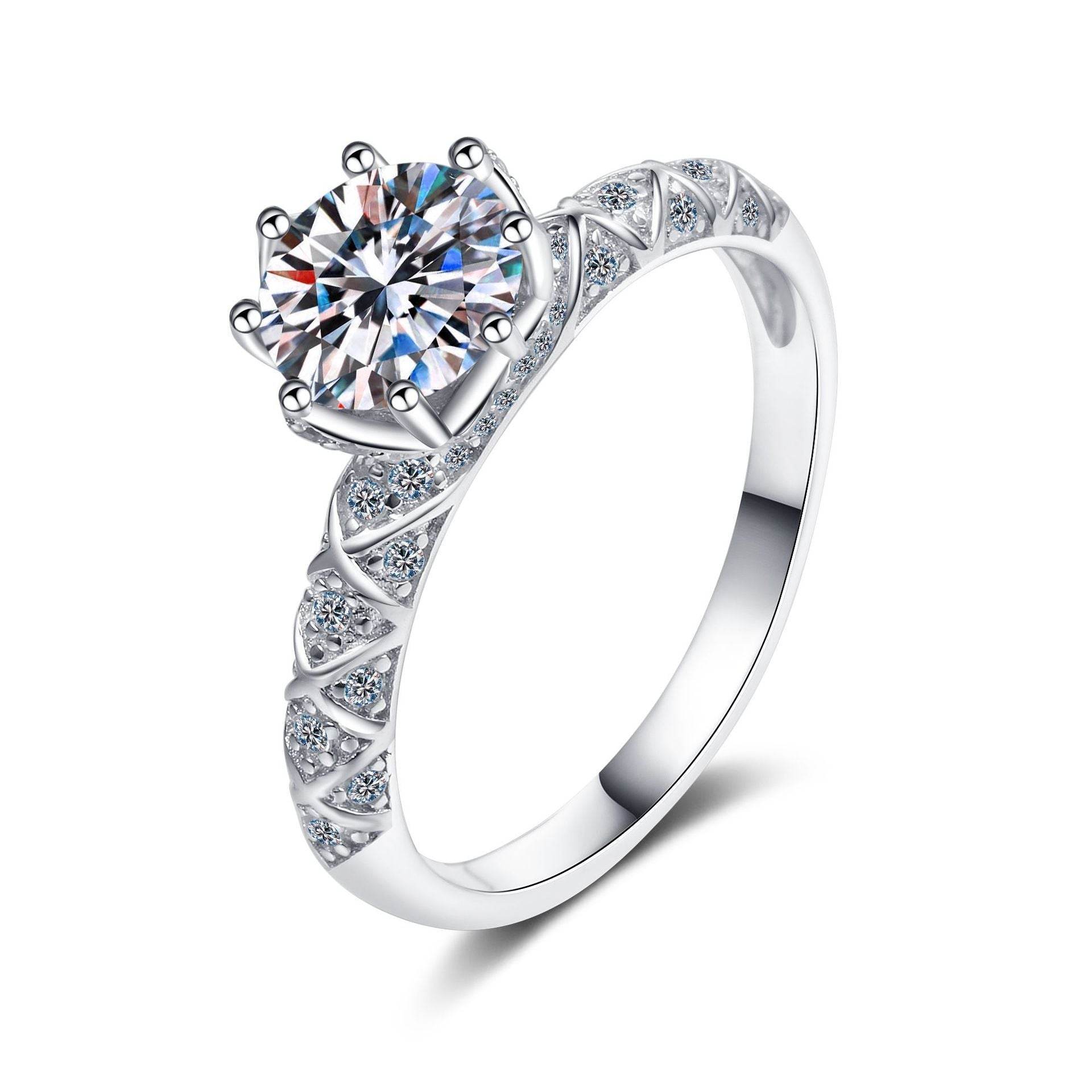 S925 Sterling Silver Female Pt950 Gold Plated Moissanite Ring - MYLUXURY LANE ENTERPRISE