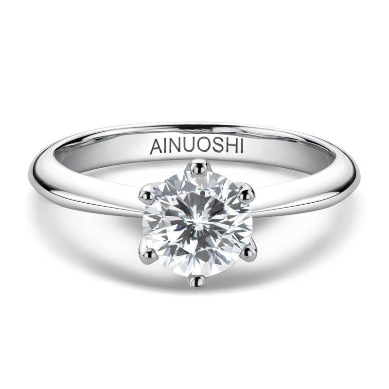 Moissanite Ring Classic Six Prongs 1 Carat 925 Sterling Silver - MYLUXURY LANE ENTERPRISE