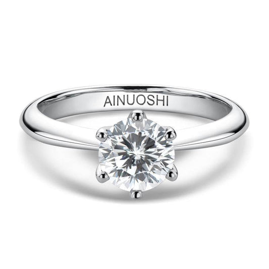 Moissanite Ring Classic Six Prongs 1 Carat 925 Sterling Silver - MYLUXURY LANE ENTERPRISE